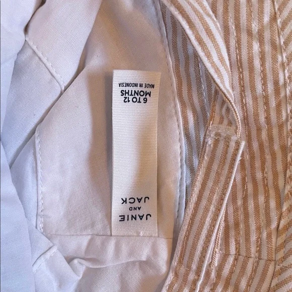 Kids Seersucker Bucket Hat with Palm Embroidery - White/Tan - Picture 2 of 5